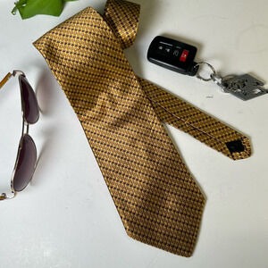Vintage Innocenti Oro Gold Silk Tie Tailored by Tom James 3.7" Wide